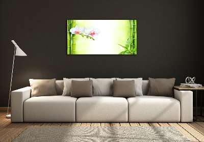 Glass wall art large Orchid and bamboo