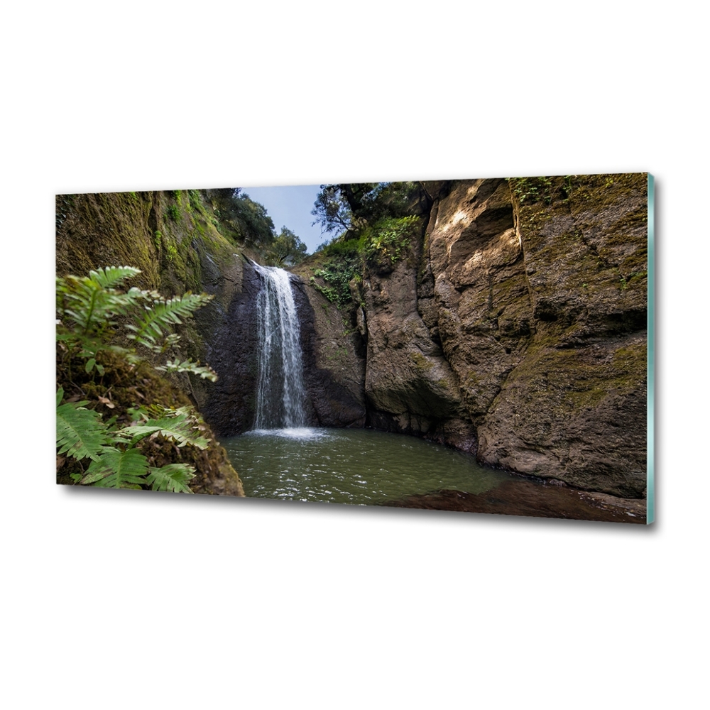 Wall art on glass Waterfall in sardinia