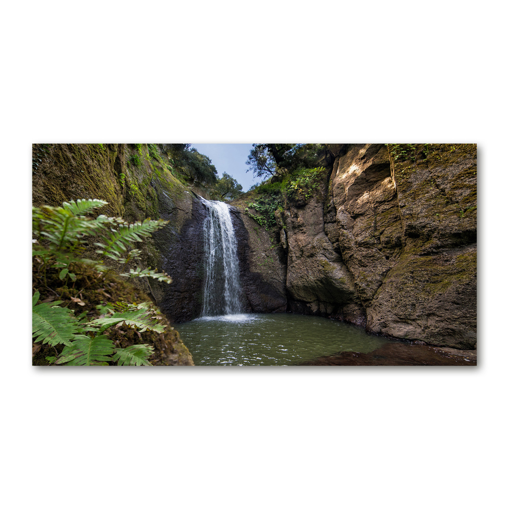 Wall art on glass Waterfall in sardinia