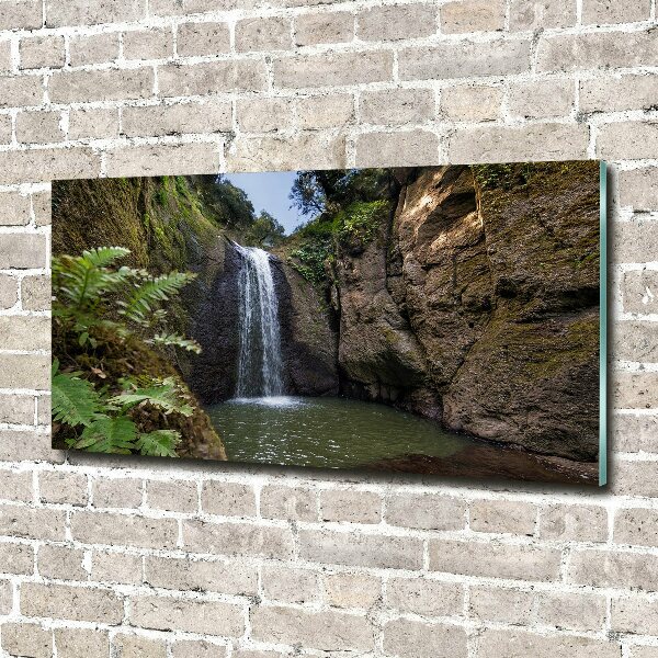 Wall art on glass Waterfall in sardinia