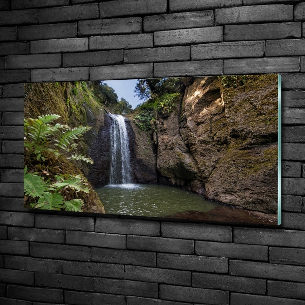 Wall art on glass Waterfall in sardinia