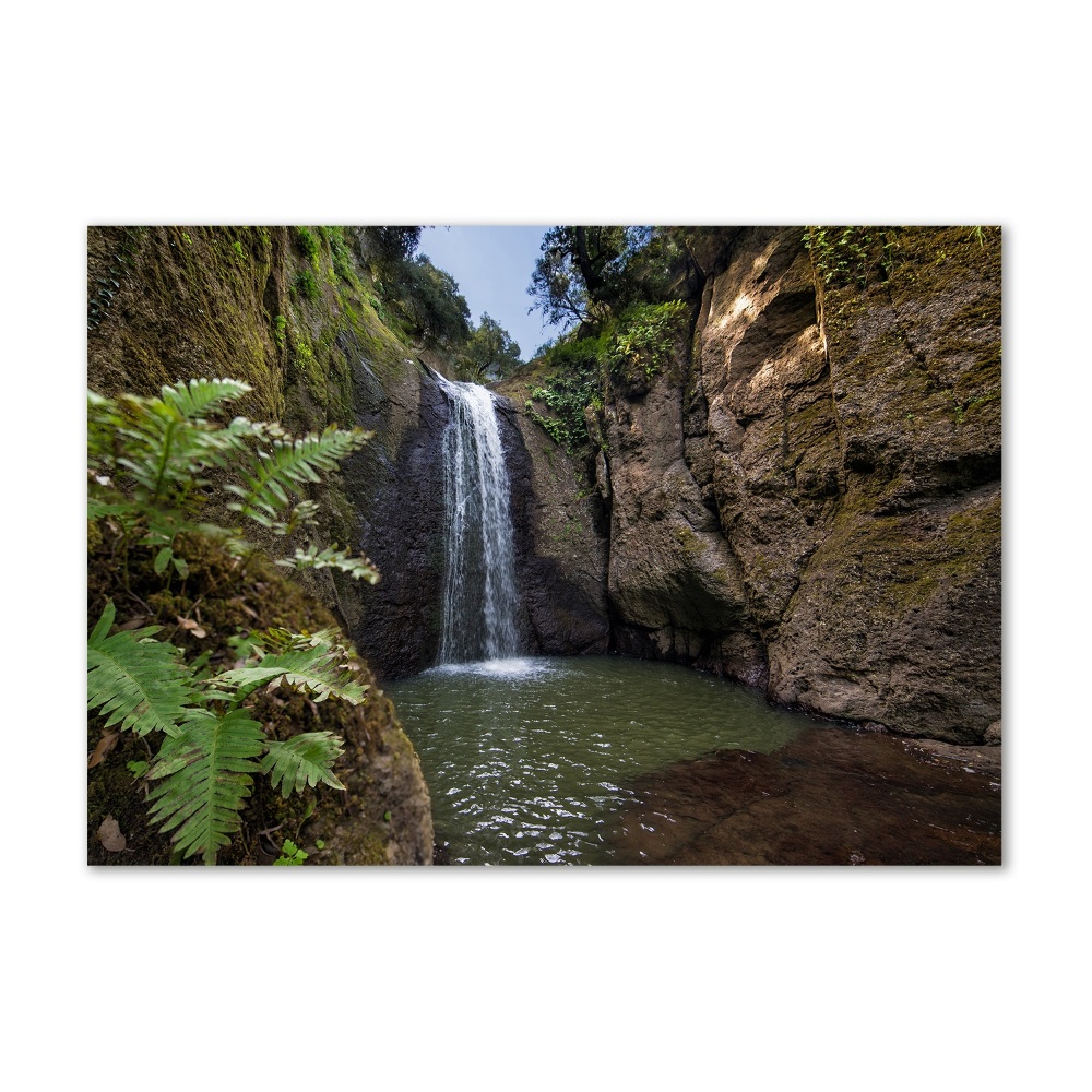 Wall art on glass Waterfall in sardinia