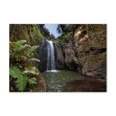 Wall art on glass Waterfall in sardinia