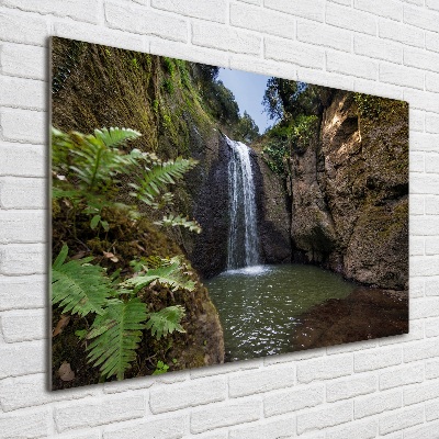 Wall art on glass Waterfall in sardinia