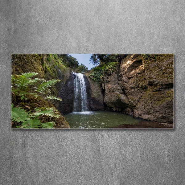 Wall art on glass Waterfall in sardinia