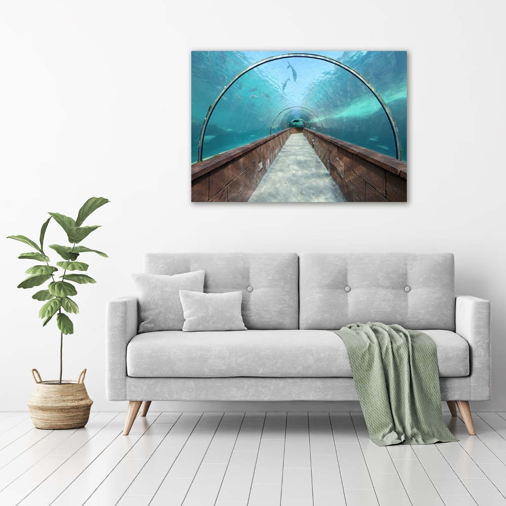 Glass art print Aquarium tunnel