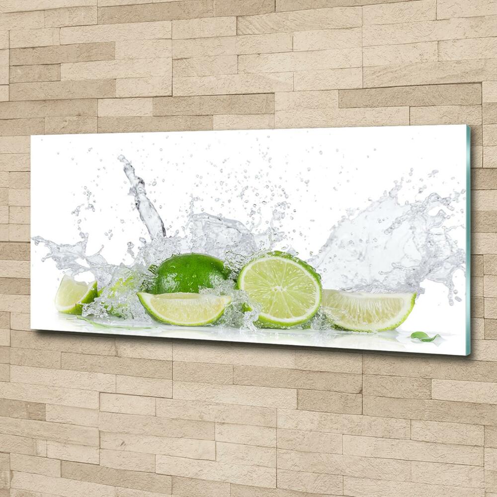 Glass picture wall art Lime and water