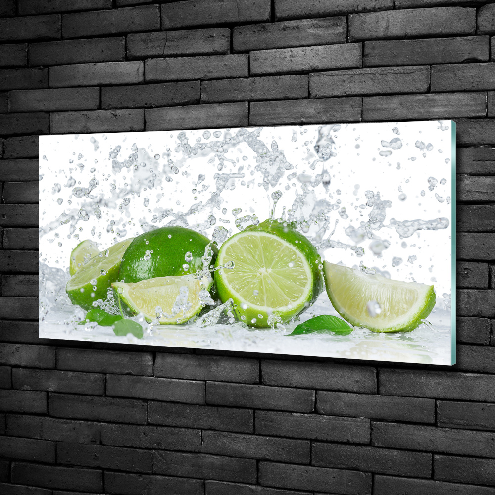 Glass picture wall art Lime and water