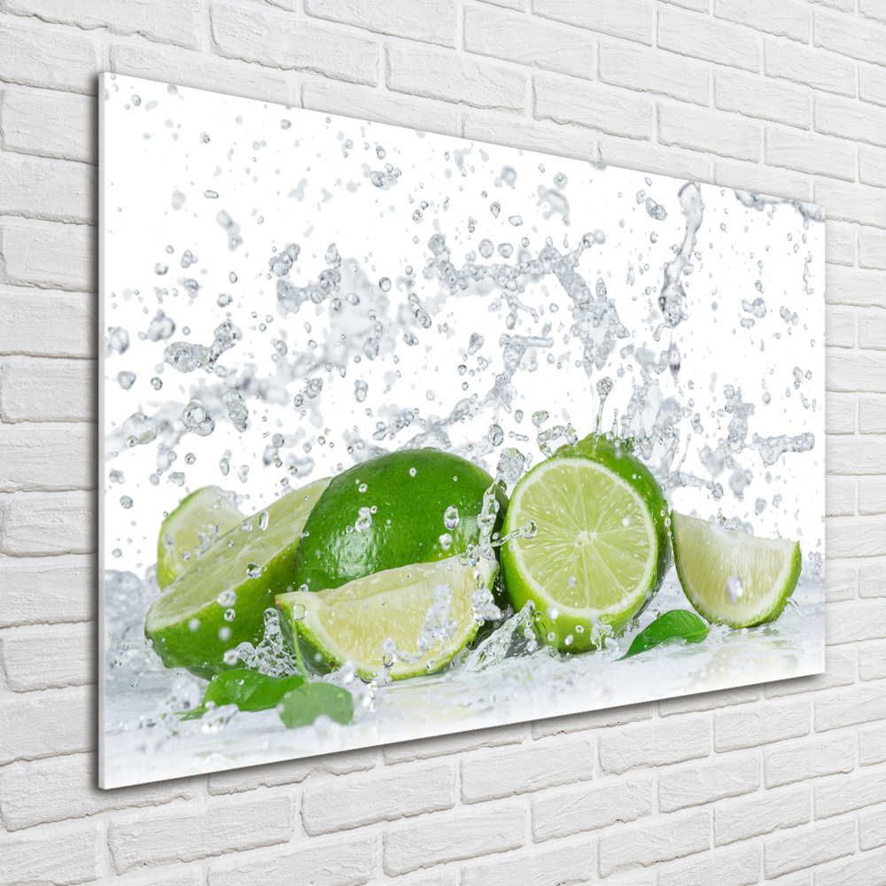 Glass picture wall art Lime and water