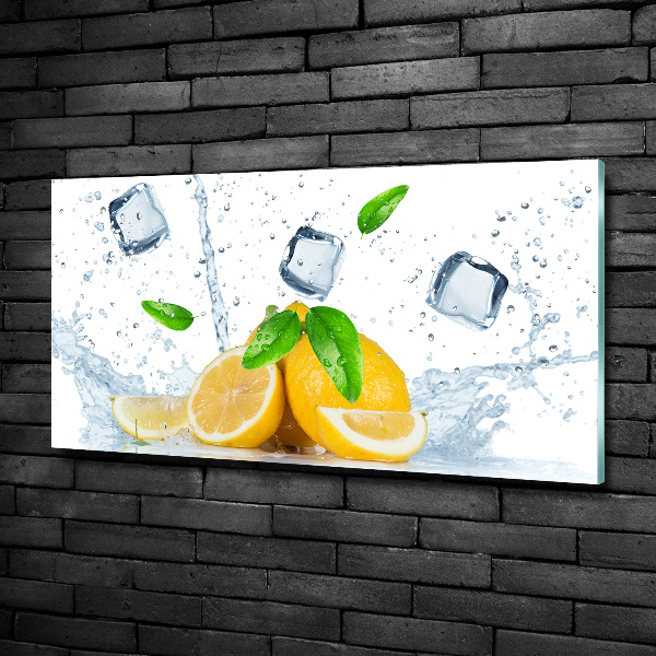 Glass picture wall art Ice lemons