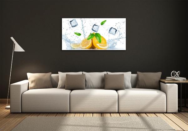 Glass picture wall art Ice lemons