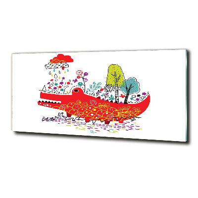 Glass picture wall art Colorful crocodile