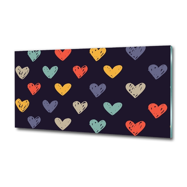 Glass wall art Colorful hearts