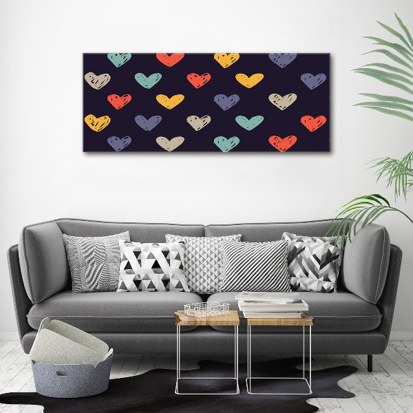 Glass wall art Colorful hearts