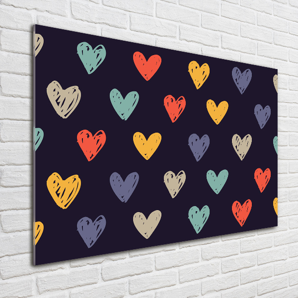 Glass wall art Colorful hearts