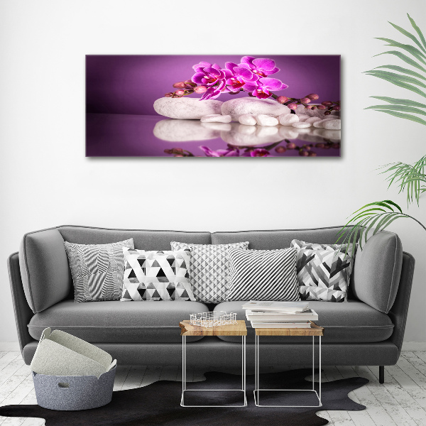 Glass wall art large Pink orchid