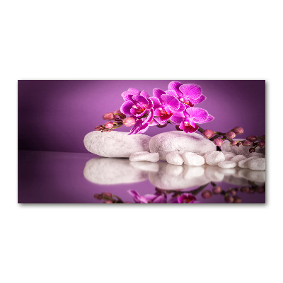 Glass wall art large Pink orchid