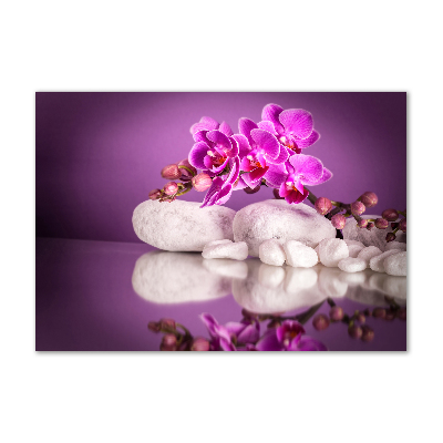 Glass wall art large Pink orchid