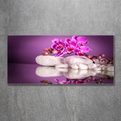 Glass wall art large Pink orchid