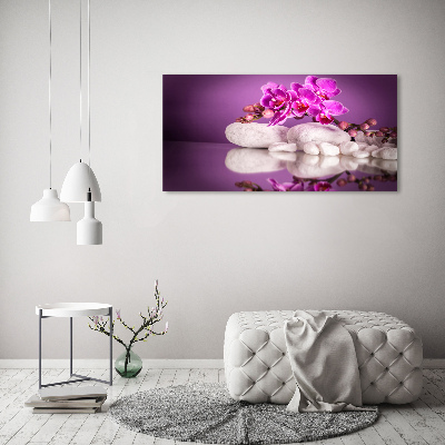 Glass wall art large Pink orchid