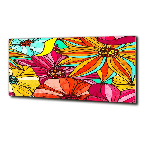 Glass wall art Floral pattern