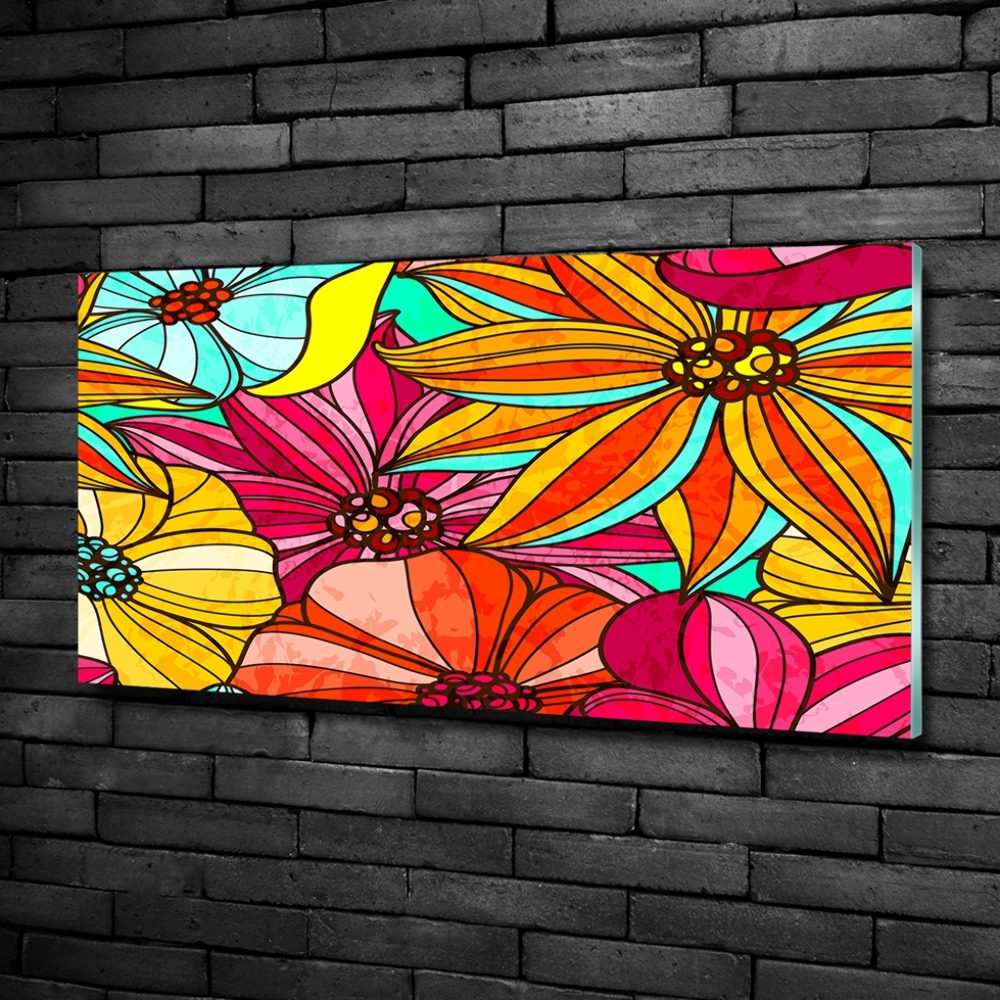 Glass wall art Floral pattern