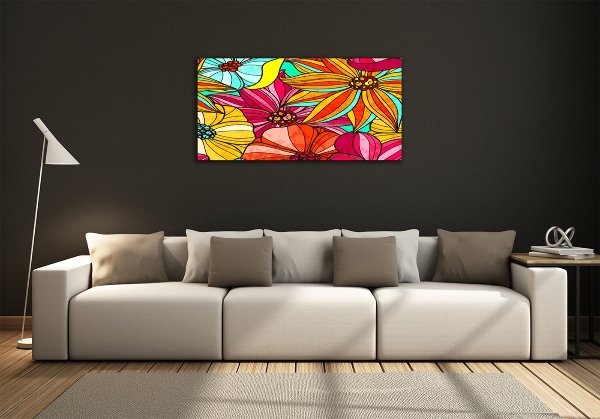 Glass wall art Floral pattern