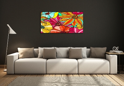 Glass wall art Floral pattern