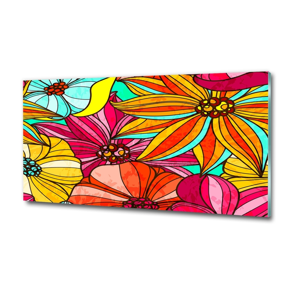 Glass wall art Floral pattern