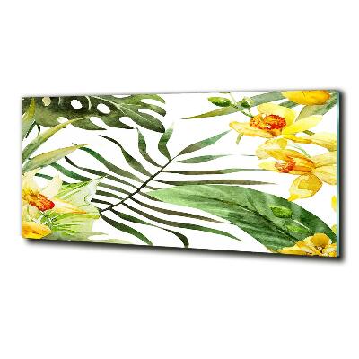 Wall art on glass Tropical flowers