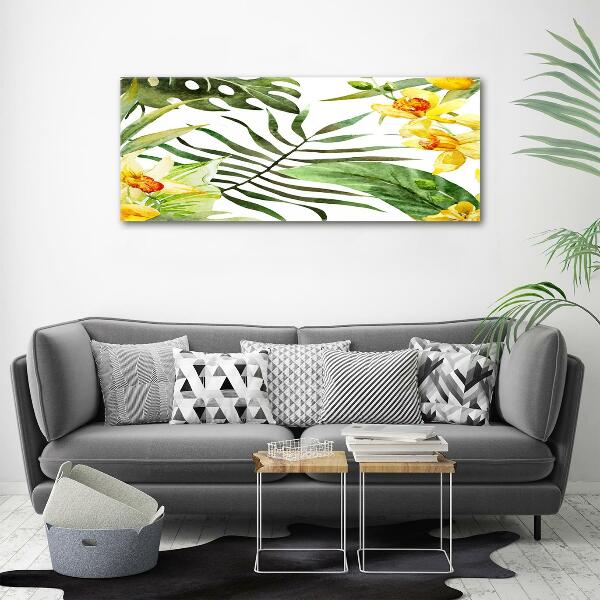 Wall art on glass Tropical flowers