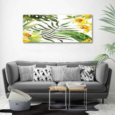 Wall art on glass Tropical flowers