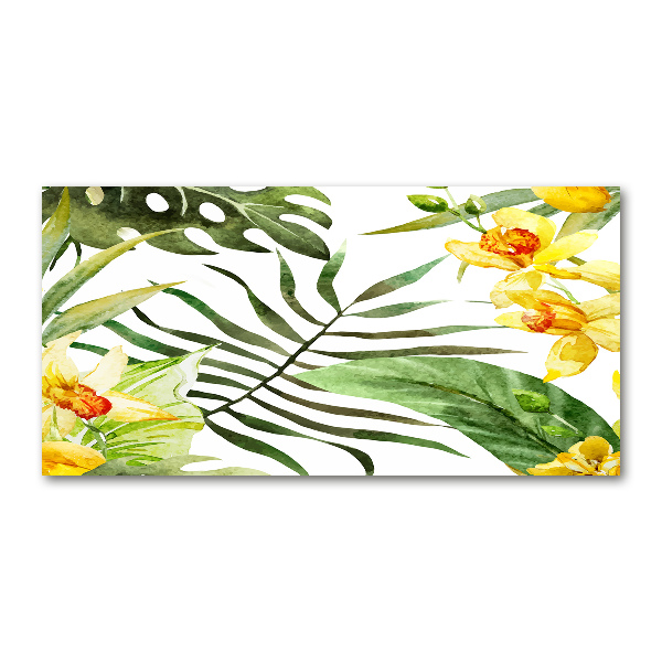 Wall art on glass Tropical flowers