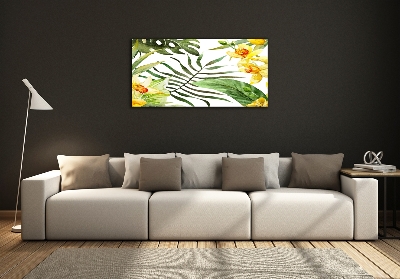 Wall art on glass Tropical flowers