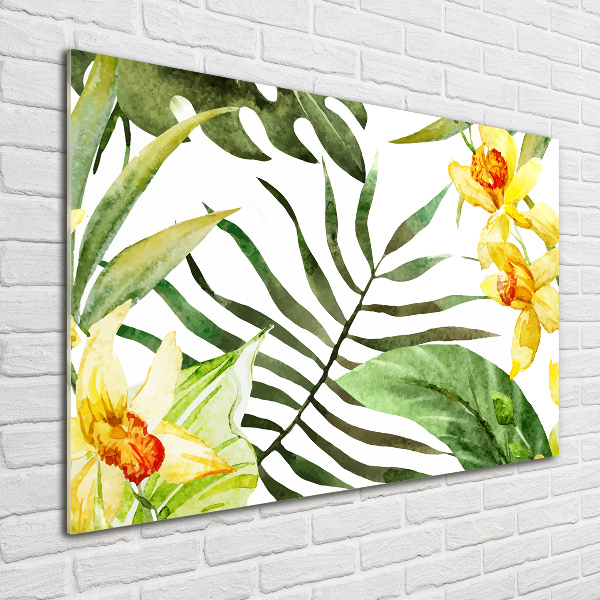 Wall art on glass Tropical flowers