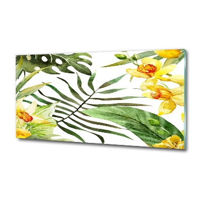 Wall art on glass Tropical flowers