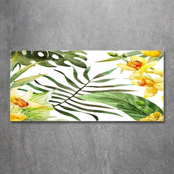 Wall art on glass Tropical flowers