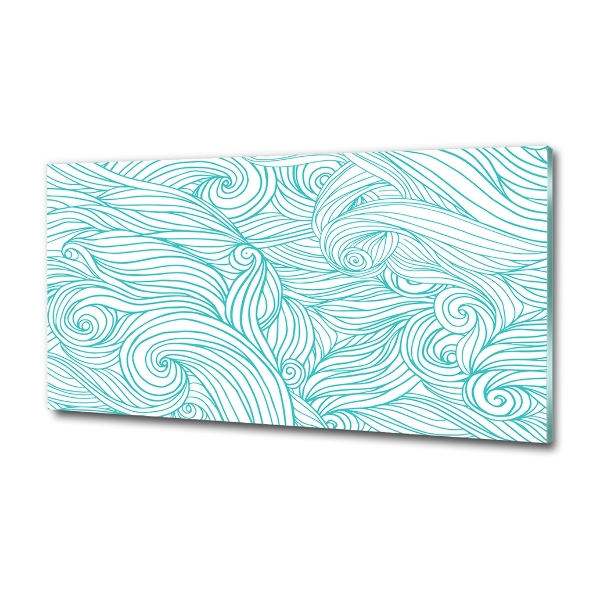 Glass wall art Blue waves