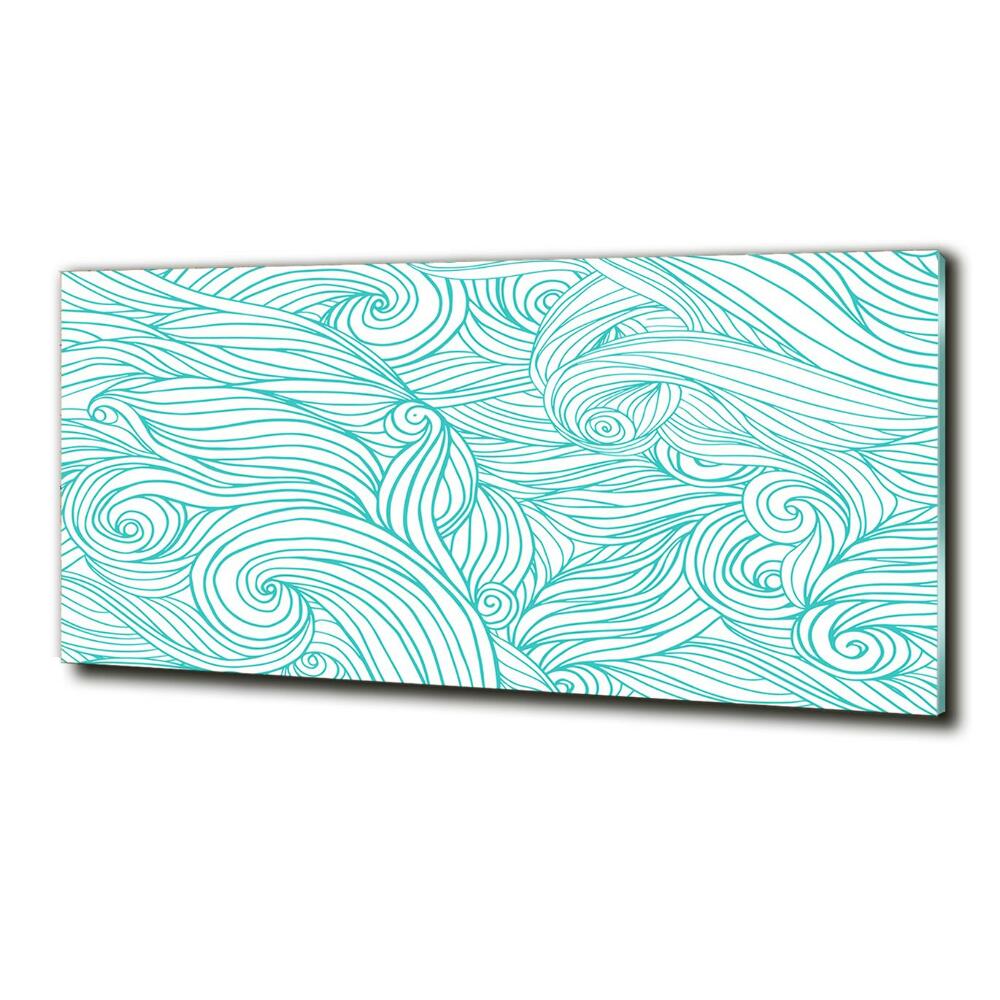 Glass wall art Blue waves