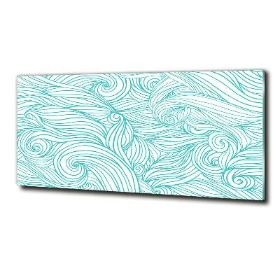 Glass wall art Blue waves