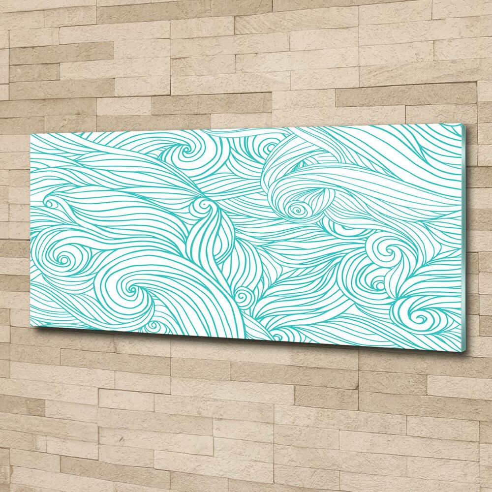 Glass wall art Blue waves