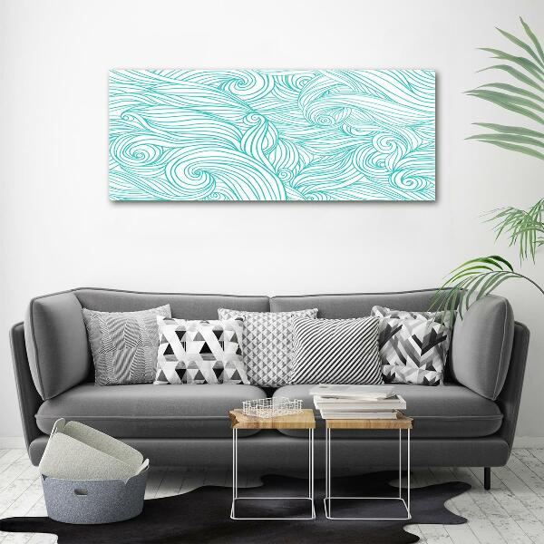 Glass wall art Blue waves