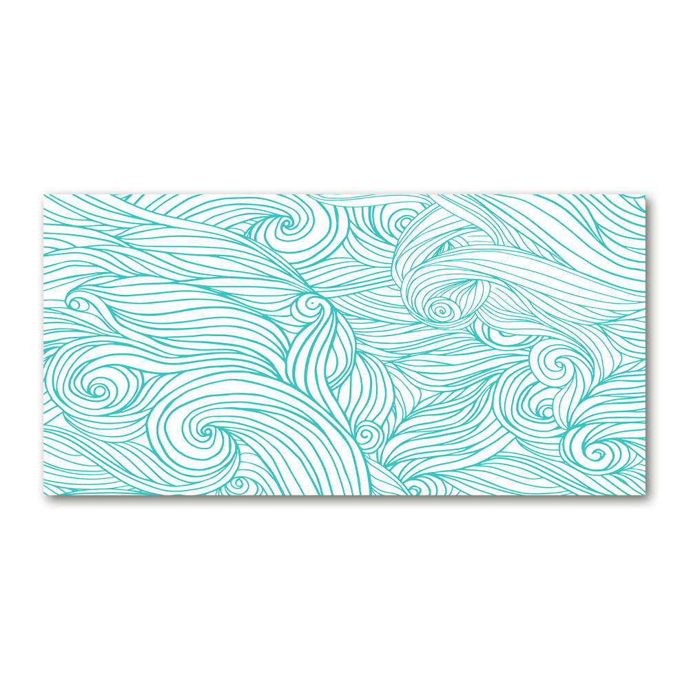 Glass wall art Blue waves