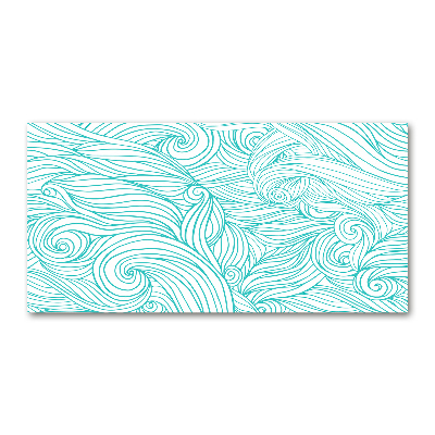 Glass wall art Blue waves