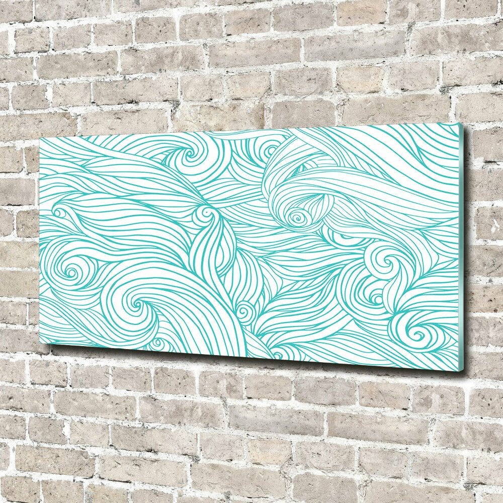 Glass wall art Blue waves