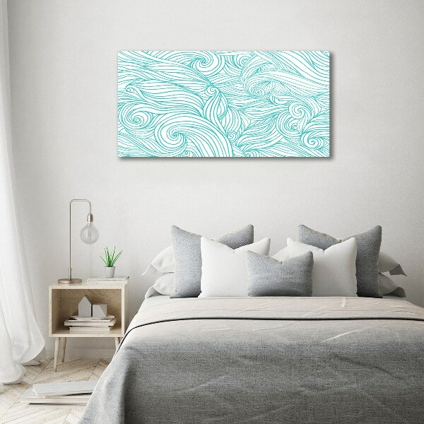 Glass wall art Blue waves