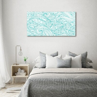 Glass wall art Blue waves