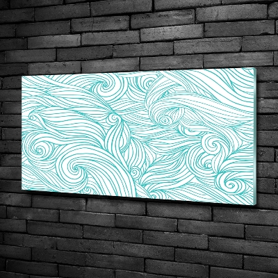 Glass wall art Blue waves