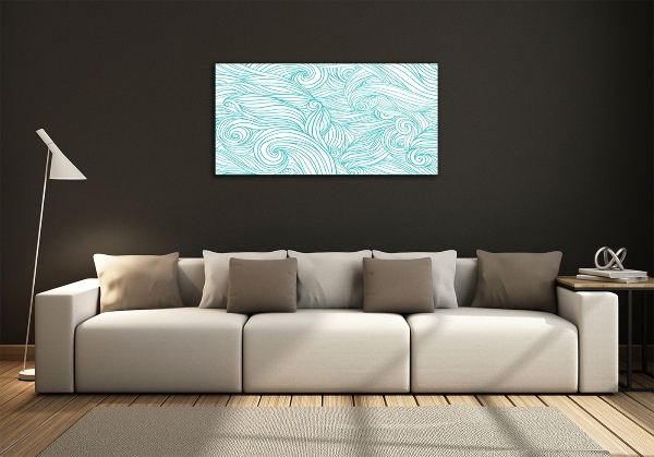 Glass wall art Blue waves