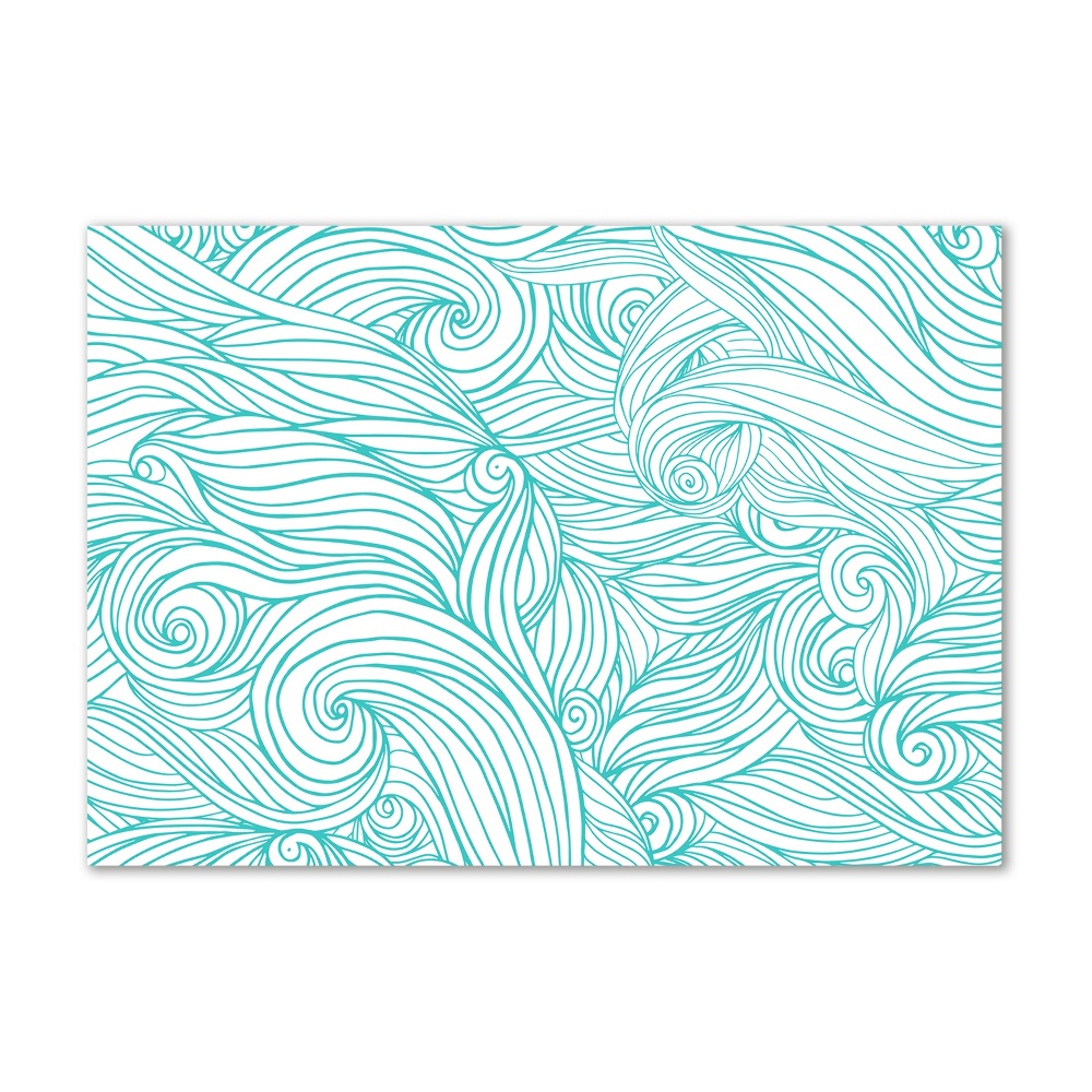 Glass wall art Blue waves